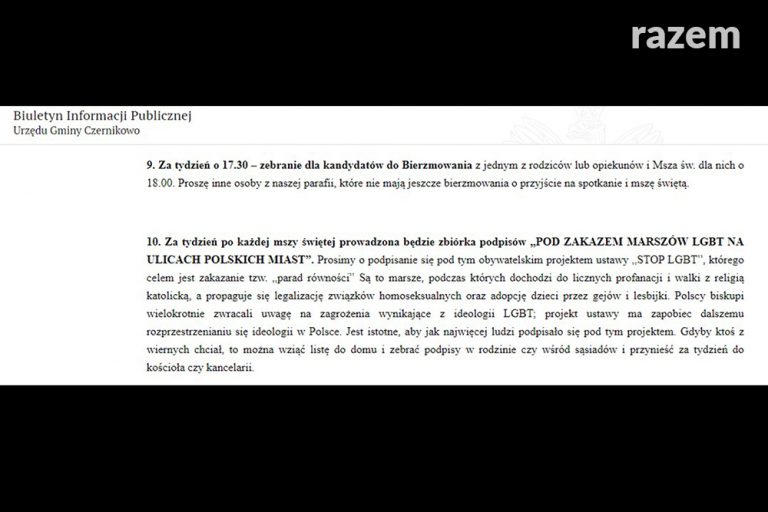 Interwencja w&nbsp;sprawie ogłoszeń parafialnych w&nbsp;serwisie BIP gminy Czerników