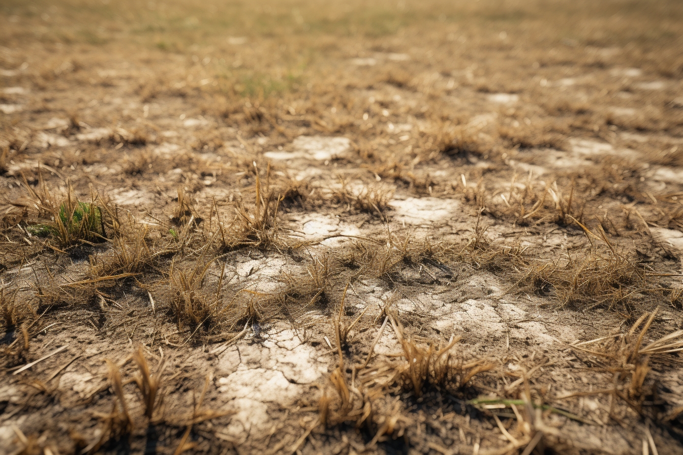 soccer field with a dried grass on it