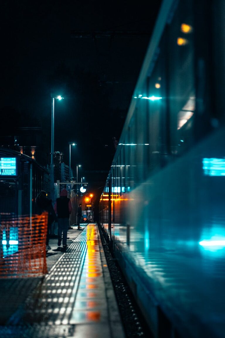 train on station at night