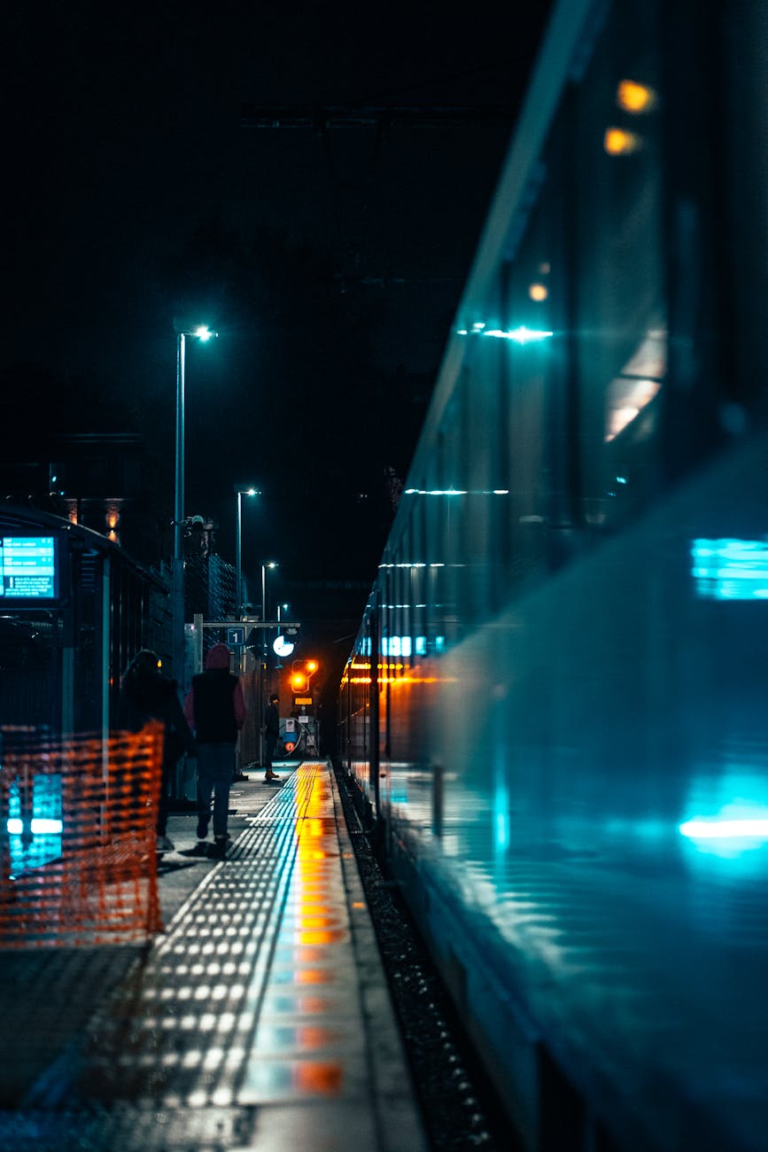 train on station at night