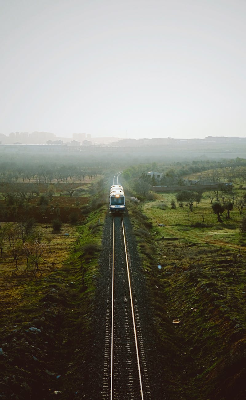 train on railway in countryside
