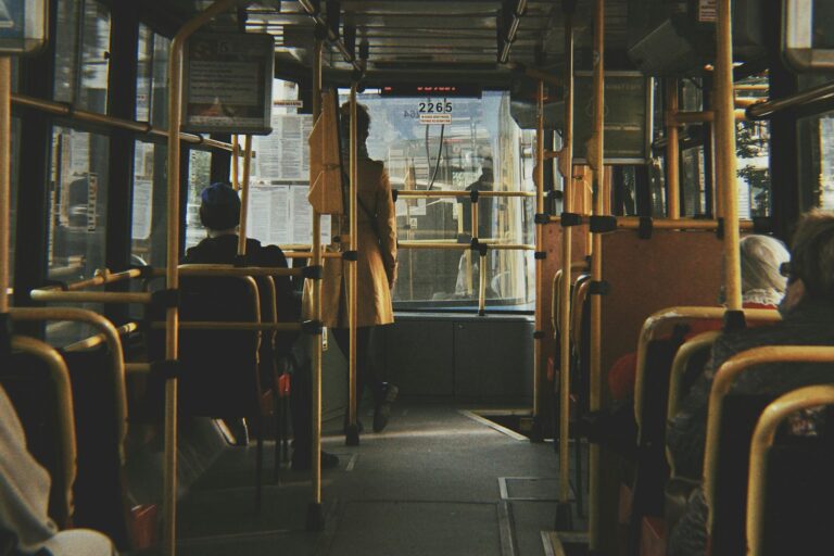 commuters inside a city bus in wroclaw